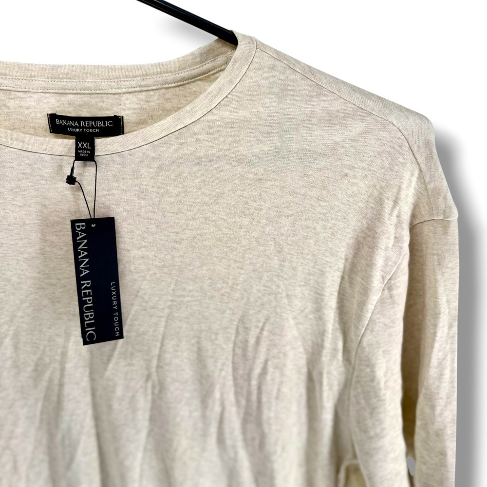 Banana Republic Luxury Touch Crew T-Shirt Oatmeal Heather XXL 623781-00-1 NWT
